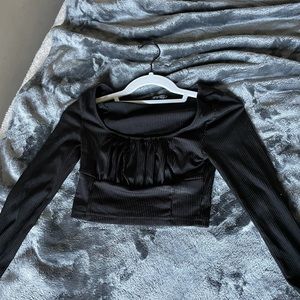 Long sleeve black corset like crop top size XS